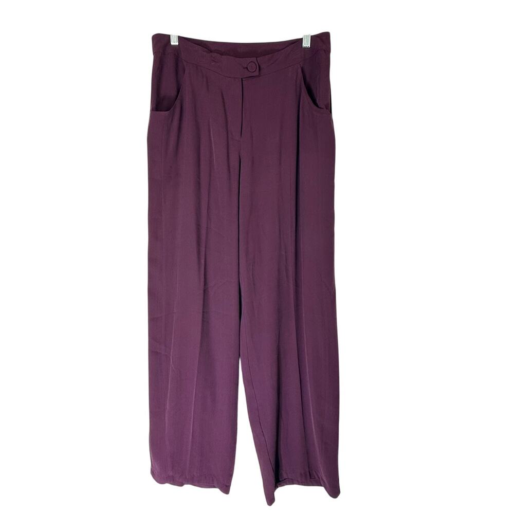 Eileen Fisher Burgundy Maroon Straight Leg Mid Rise Silky Dress Pants Size S